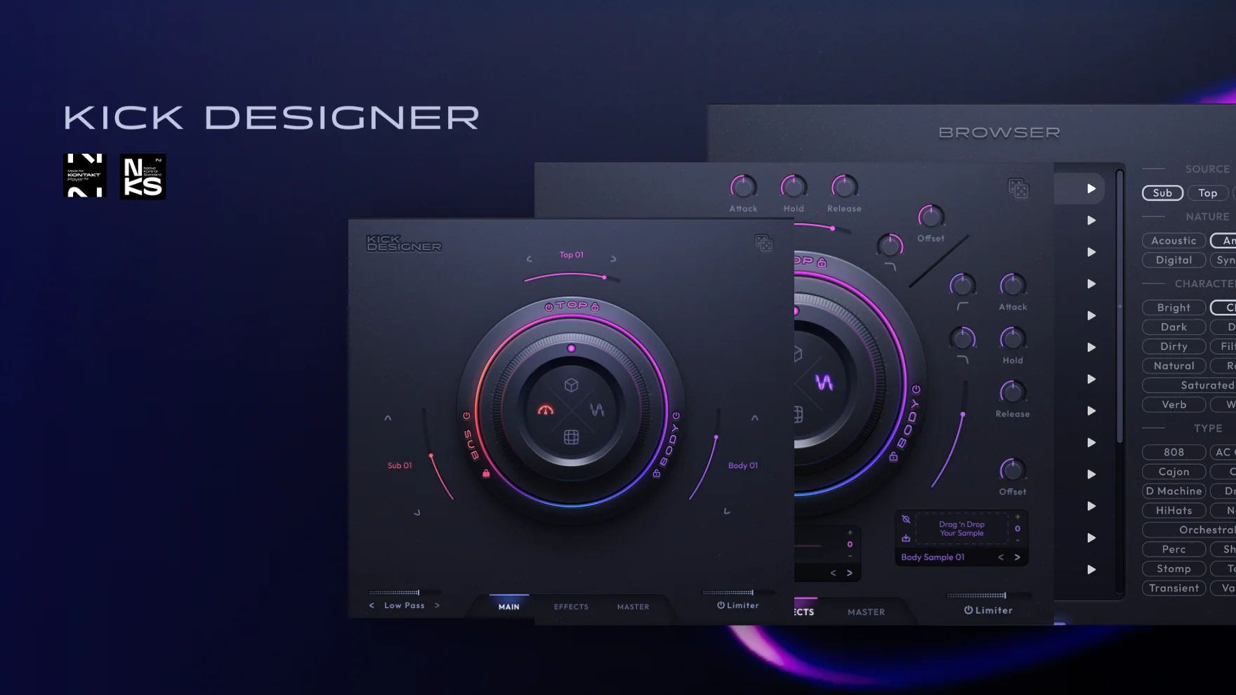 AVA Music Group Kick Designer interface