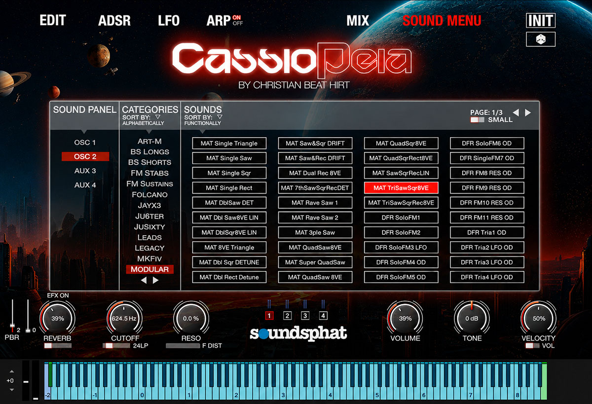 Cassiopeia sound menu and browsing system