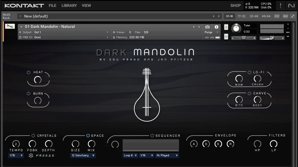 Dark Mandolin by Edu Prado Sounds Kontakt interface