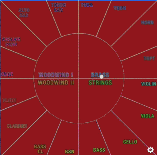 Animated demonstration of the Sona Chroma orchestral XY crossfade interface